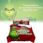 (Double (200x200cm)) The Grinch Printed Bedspread Set, Eco-Friendly, Modern Style for Bedroom or Living Room